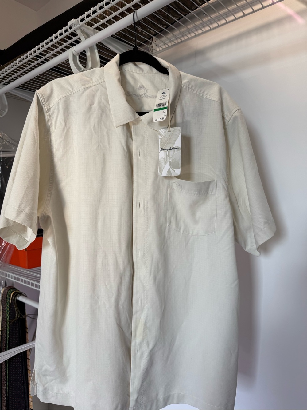Tommy Bahama Cream Short-Sleeve Button-Down Camp Shirt